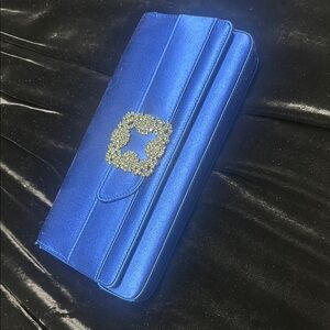 Elegant Blue Clutch with Gold Detail